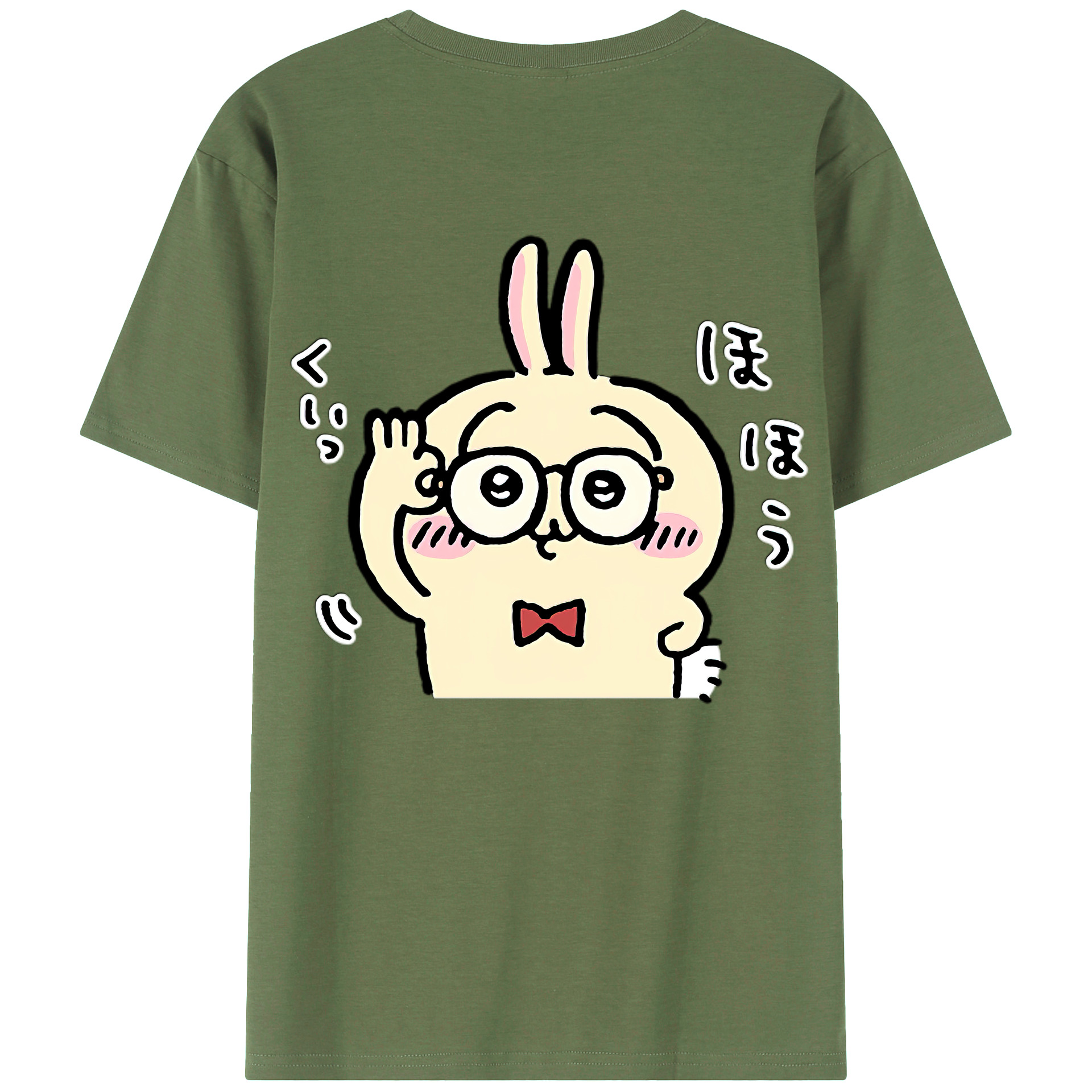 （画像用） ちいかわ うさぎ Chii-kawa usagi 綿100％ メンズ半袖Tシャツ（バックプリント） 通気性